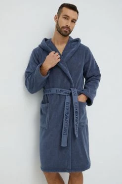 Ανδρικά Μπουρνούζια Βαμβακερό μπουρνούζι Emporio Armani Underwear ανοιχτό μπλε