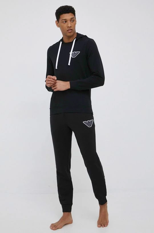 Ανδρικά Χωρίς φερμουάρ Μπλούζα Emporio Armani Underwear χρώμα: μαύρο, 2 Ανδρικά Χωρίς φερμουάρ Μπλούζα Emporio Armani Underwear χρώμα: μαύρο, - Image 2