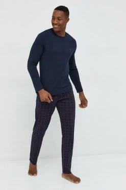 Ανδρικά Πιζάμα Βαμβακερές πιτζάμες Emporio Armani Underwear ναυτικό μπλε