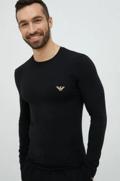 Ανδρικά Μακρυμάνικα Μακρυμάνικο Lounge Emporio Armani Underwear μαύρο